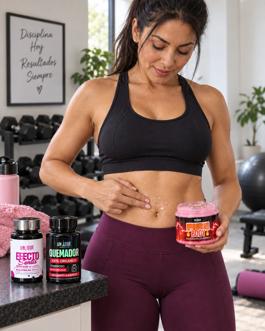 Persona adulta usando Kit Completo: Sentis + Quemador 2.0 + Fire Body en una rutina real